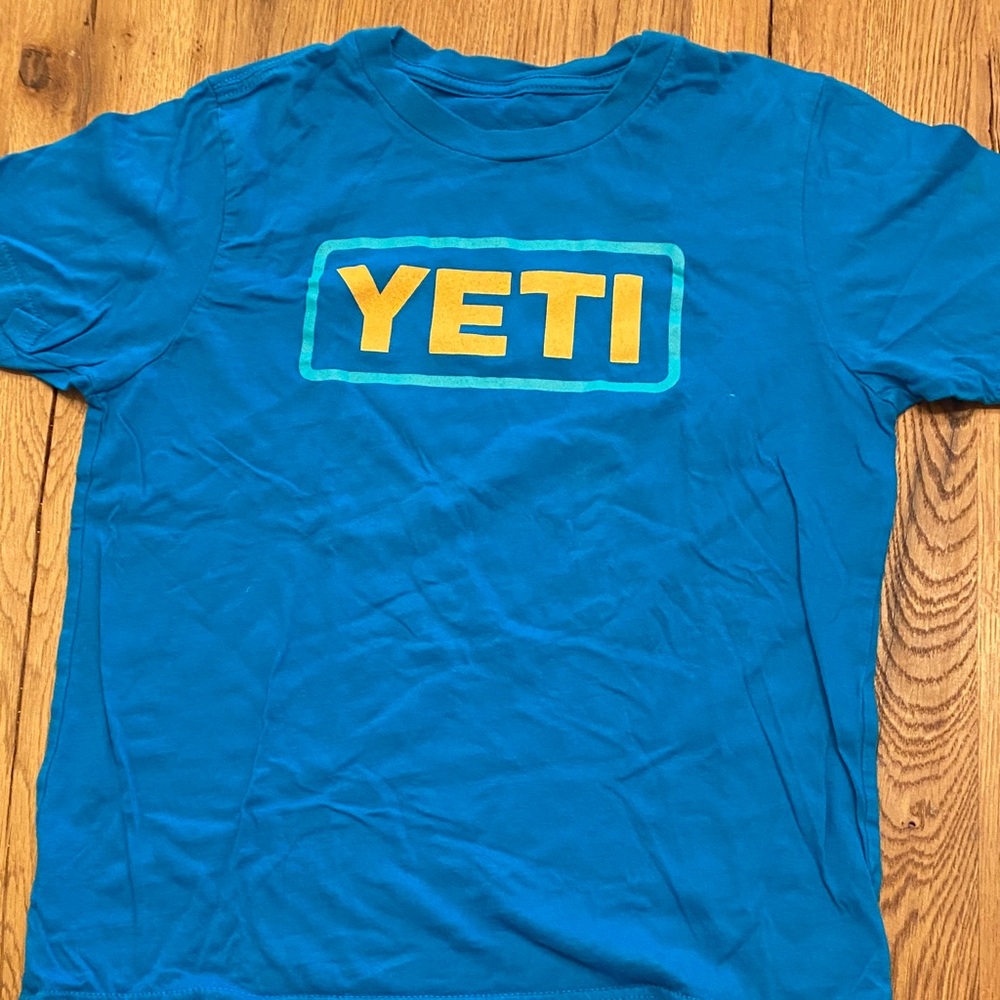 YETI blue Shirt with Yellow Logo